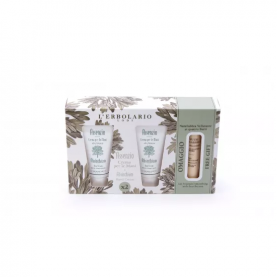LERBOLARIO ASSENZIO KÉZKRÉM SZETT AJÁNDÉK AJAKÁPOLÓVAL - 40ML+40ML+4,5ML LERBOLARIO ASSENZIO KÉZKRÉM SZETT AJÁNDÉK AJAKÁPOLÓVAL - 40ML+40ML+4,5ML